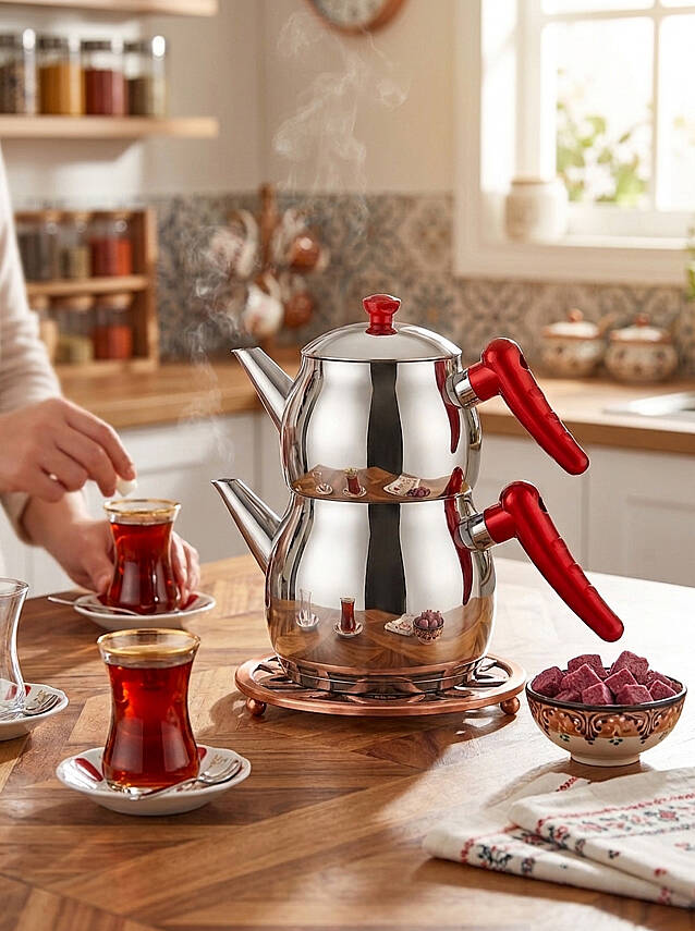 Buse Orta Çaydanlık Çelik Kapaklı (Tek Kapaklı) - 1
