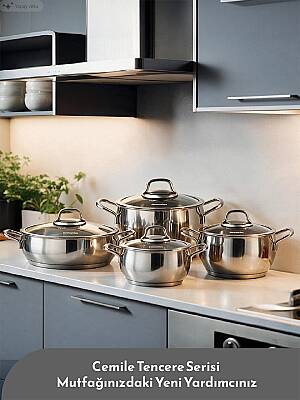 Cemile 8 Pcs Tencere Seti (16/18/22/24Krn.)
