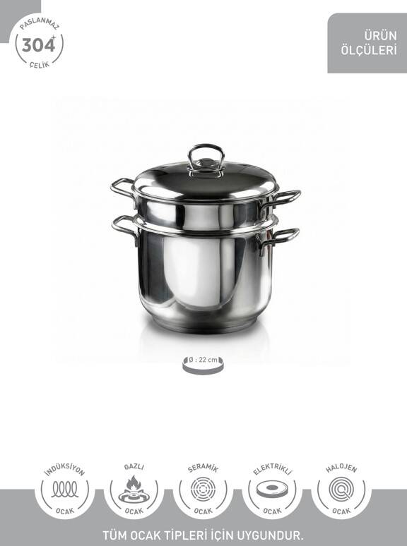 Hascevher 22 cm Kuskus Tencere - 3