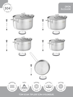 Hascevher Anett 9 Pcs Tencere Set (18/20/22/24/24Tava) - 3