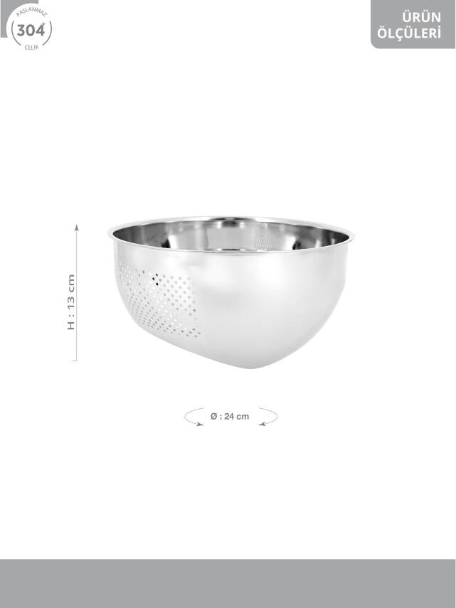 Hascevher Flow Çelik Yıkama ve Süzgeç Kabı 24 cm - 5