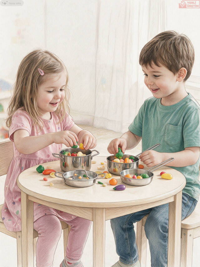 Hascevher Mini Chef Çelik Oyuncak Tencere Seti - 1