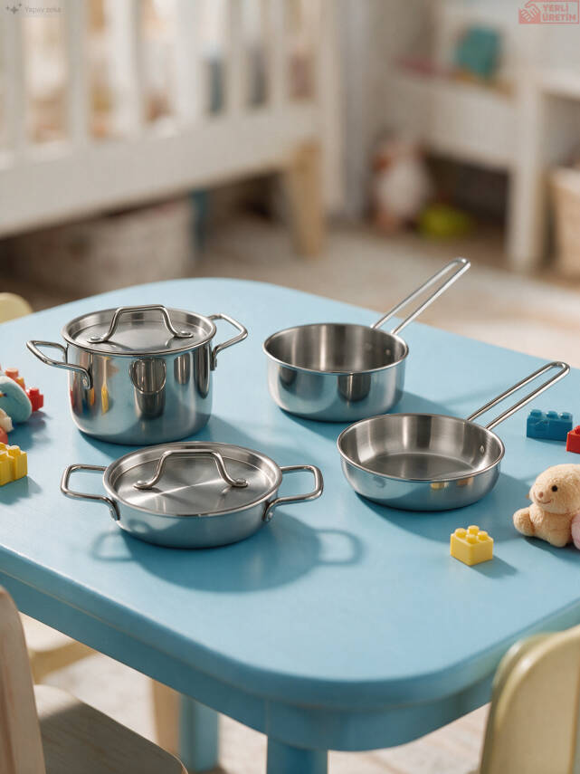 Hascevher Mini Chef Çelik Oyuncak Tencere Seti - 4