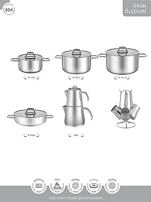 Hascevher Octavia 15 Pcs Ten. Set (18/20/24 Ten/24Karn/Cezve/Çaydanlık) - 6