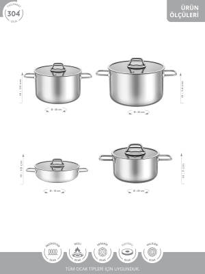 Hascevher Octavia 8 Pcs Tencere Set (Siyah Alt Plastikli) - 4