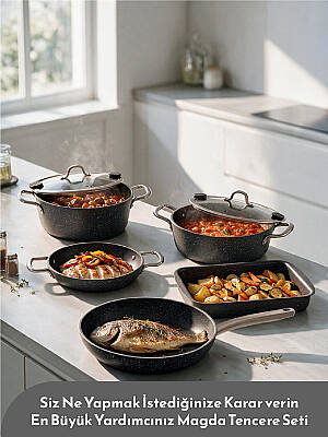 Hascevher Magda 7 Pcs Granit Full İnd. Set (22Ten/26Kar/26Tava/22Shn/30KTep) 4mm - 2