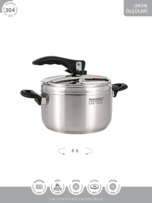 Nitro 5 lt Düdüklü Tencere Siyah - 7