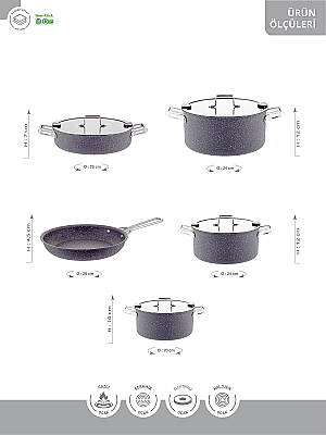 Venice 9 Parça Granit Set (20/24/28Ten/24Kar/24Tava) - 7